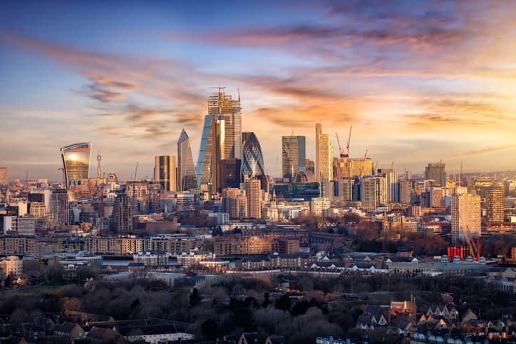 London skyline at sunrise