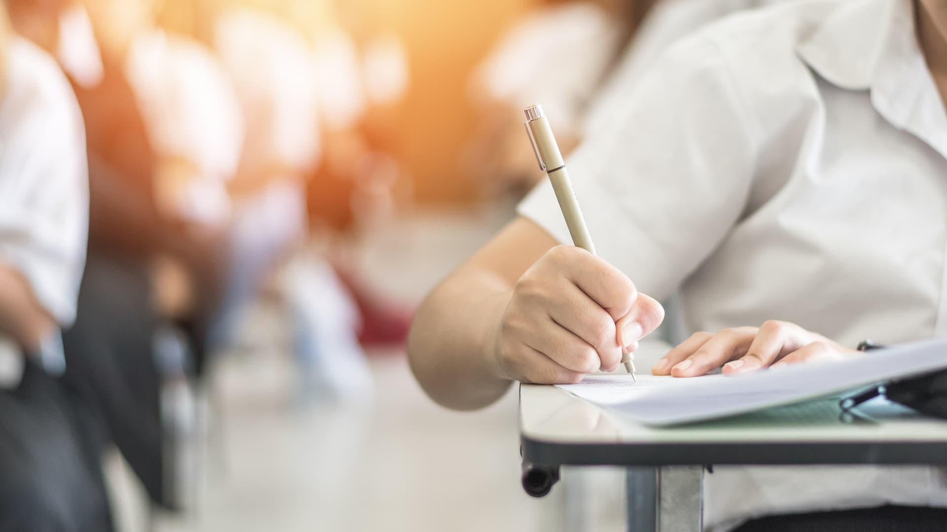 students sitting exams