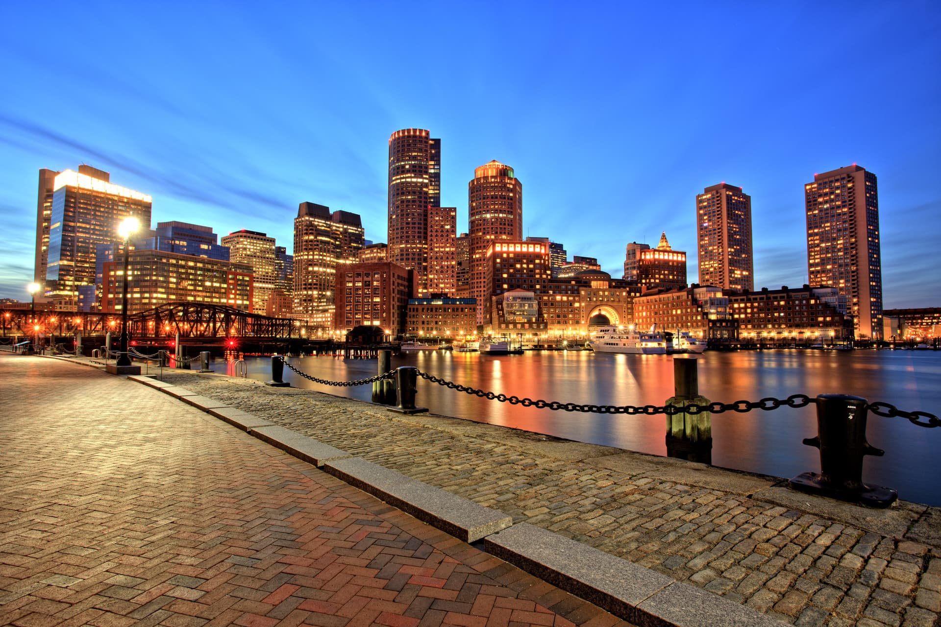 Boston skyline at dusk