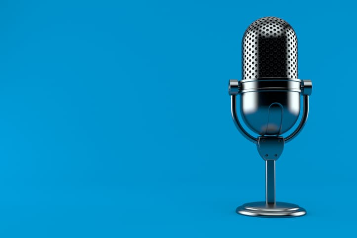 microphone on blue background
