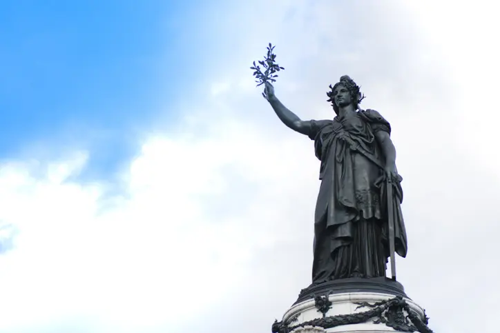 French statue of Liberty in Place de la Republique Marianne