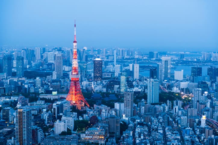 Tokyo skyline at night in Japan