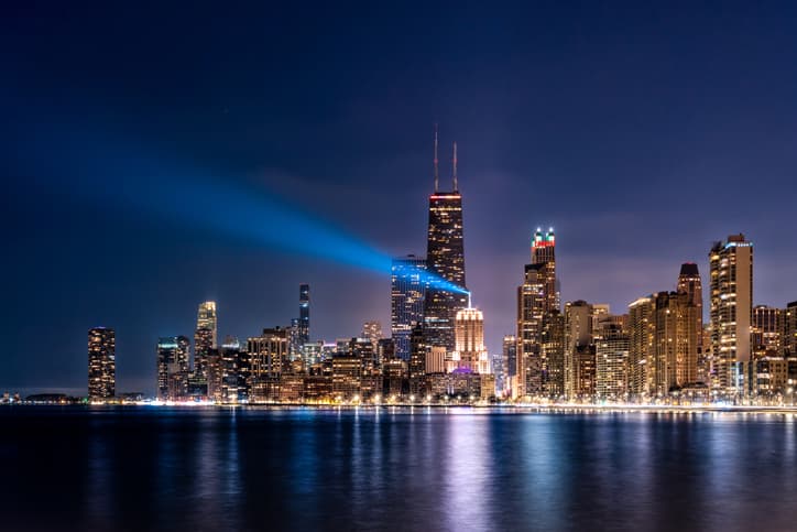 Downtown Chicago Skyline at Night