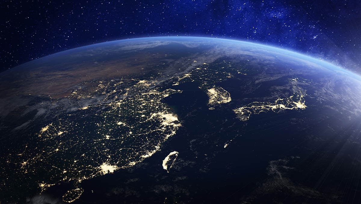 Asia at night from space