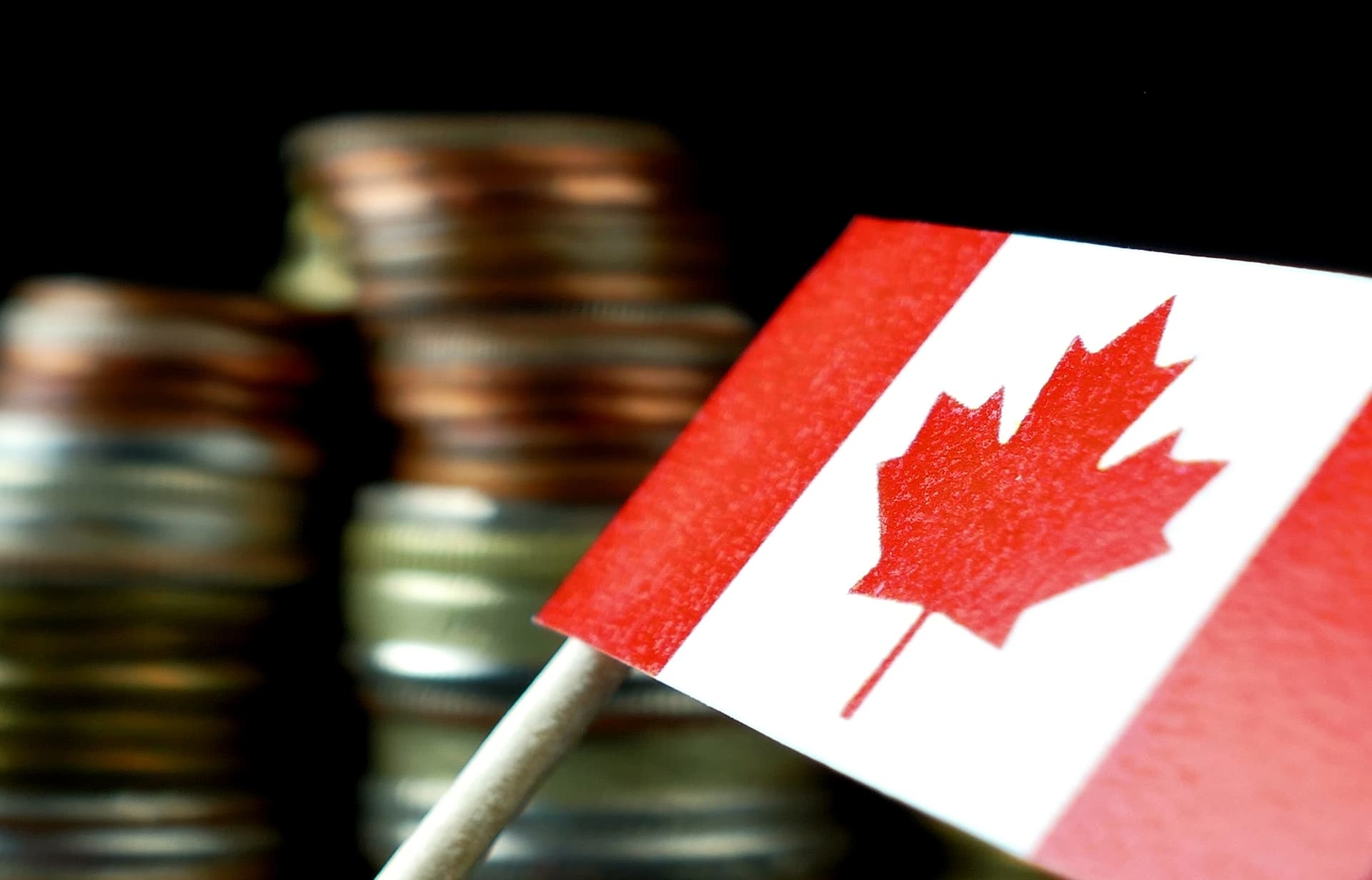 Canada flag with coins