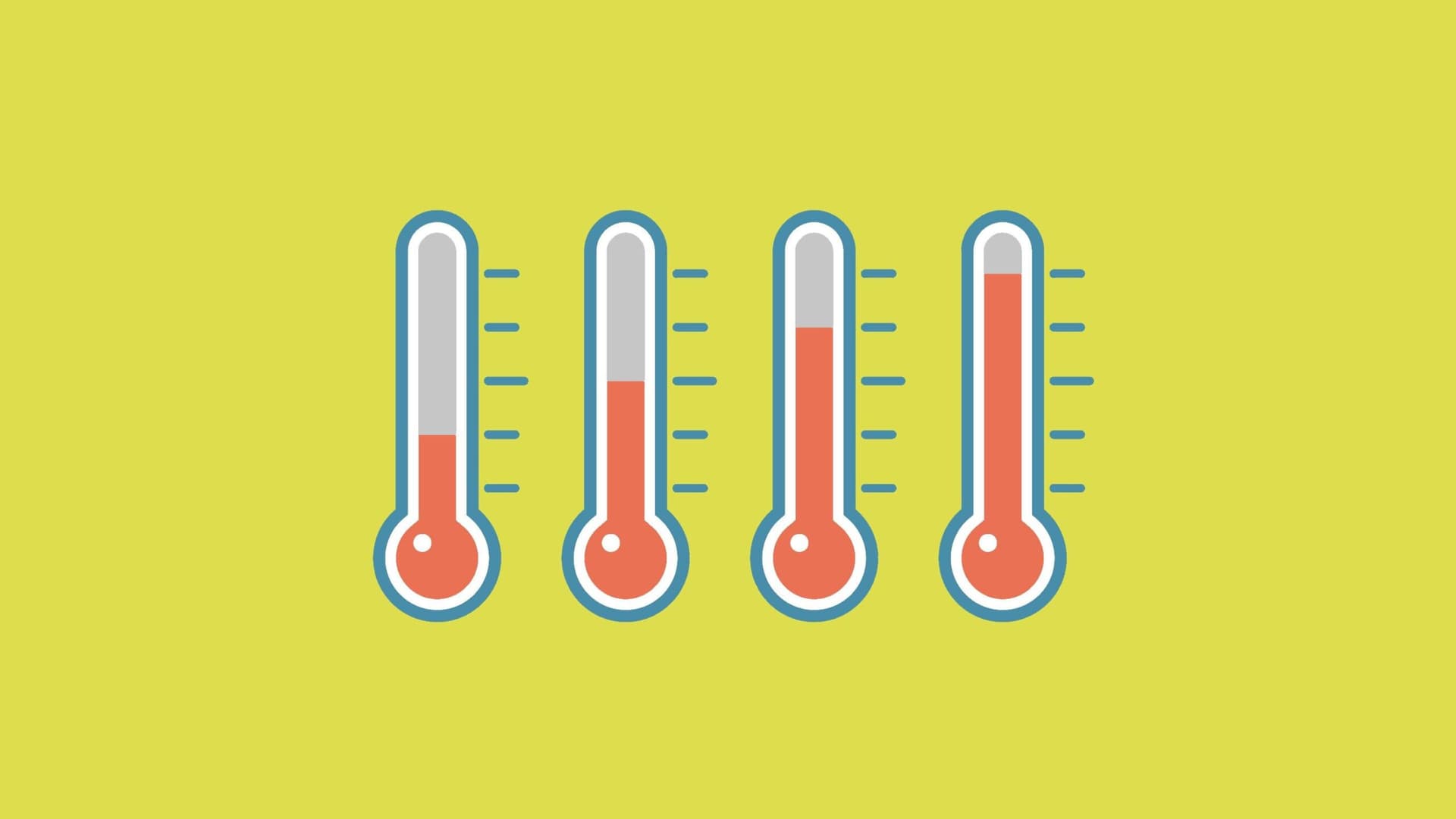Graphic of thermometers showing increasing temperatures.