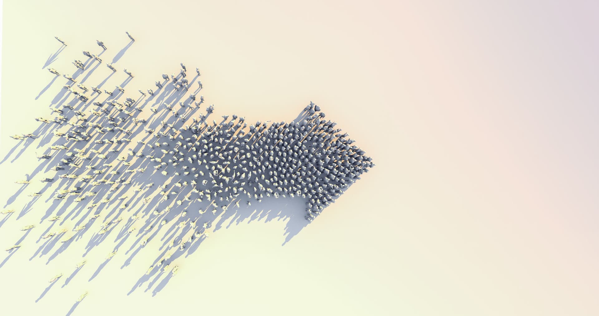 An arrow made up of many businesspeople