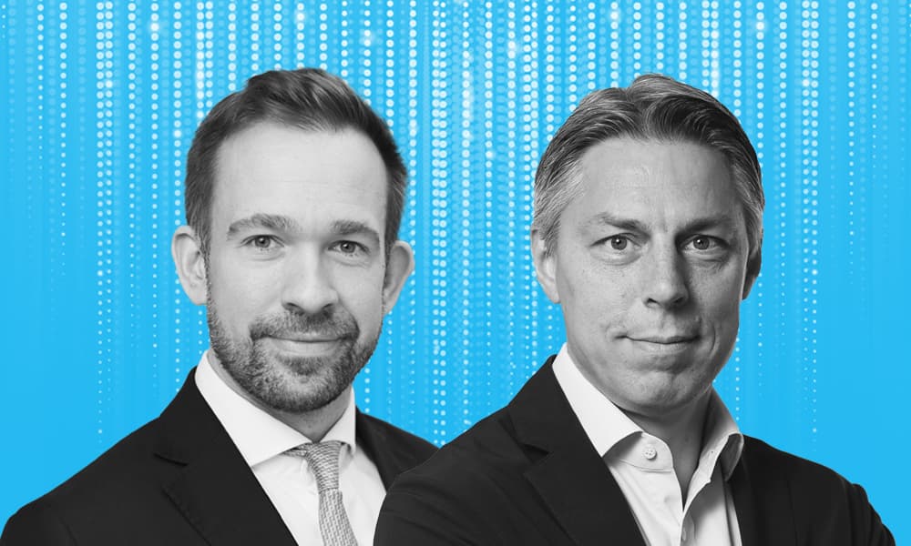 Michal Lange and Sebastiaan van den Berg, against a blue background