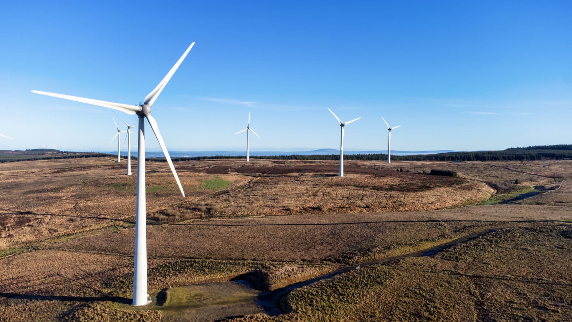 Onshore wind farm located in the mountains of Northern Ireland