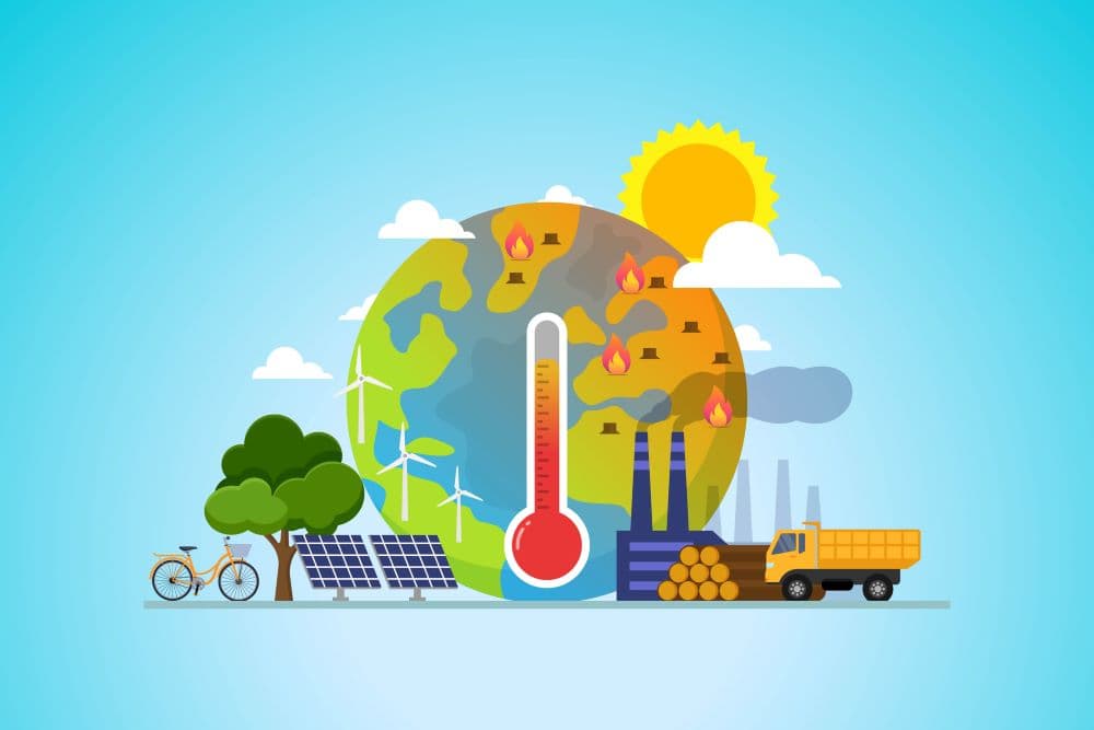 Illustration of the concept of global warming and climate change.