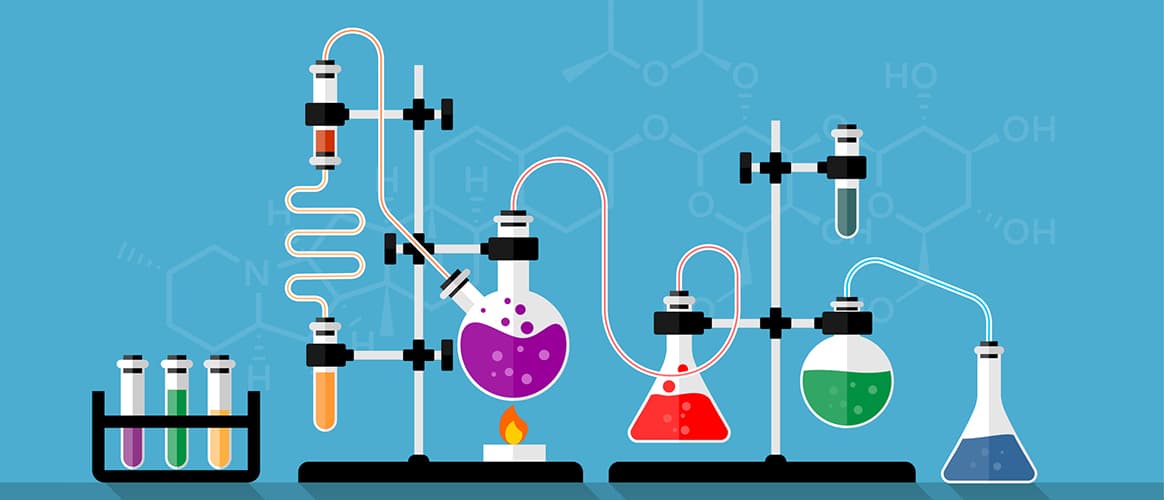 Chemistry lab and science equipment.
