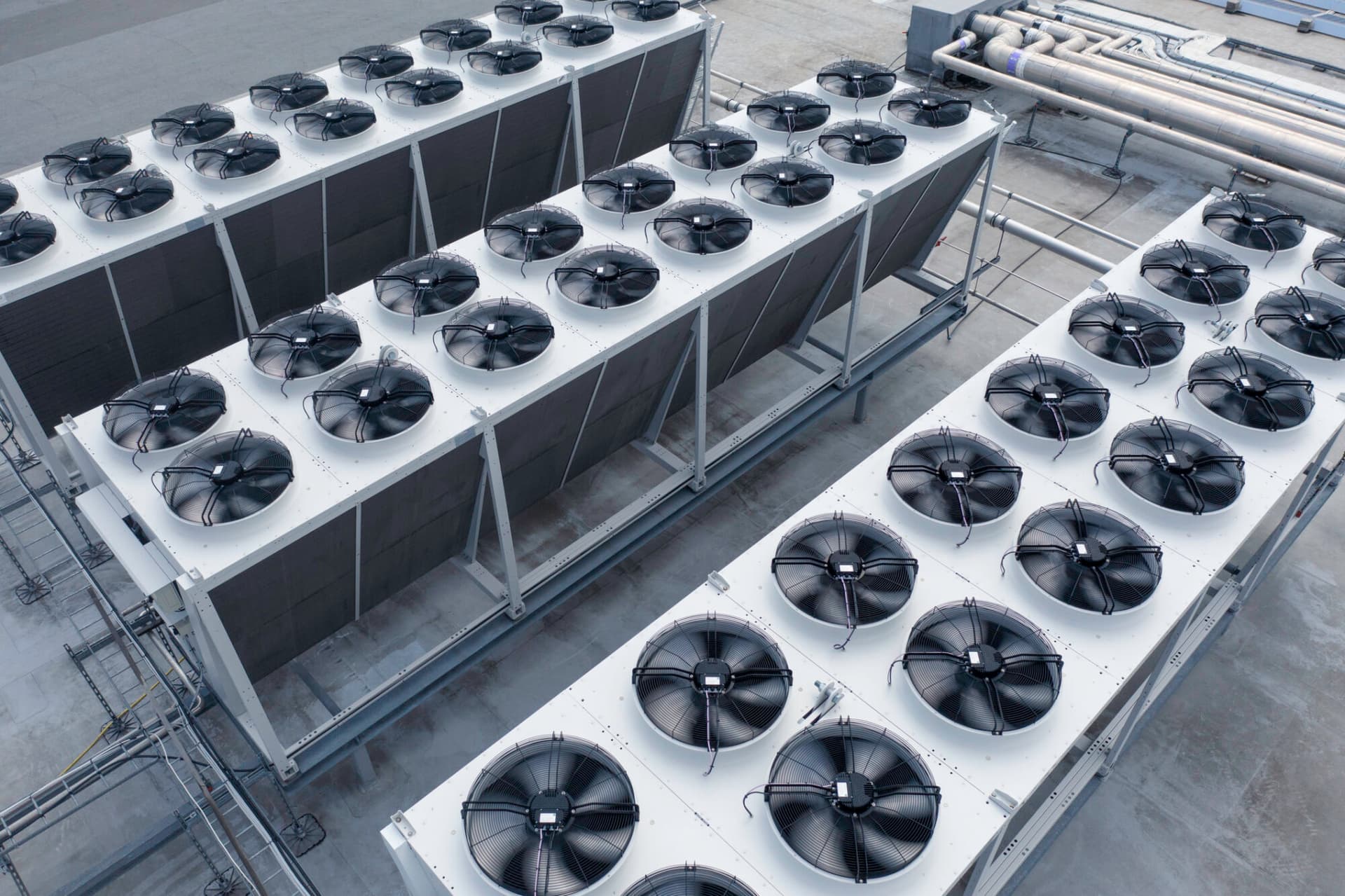 Cooling systems in a cold storage warehose.