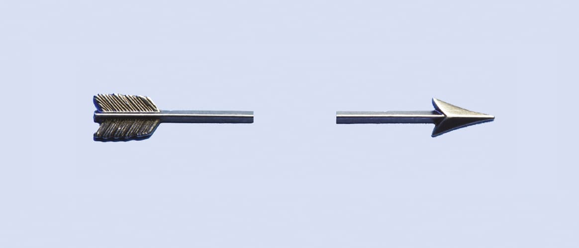 An arrow with a section in the middle missing
