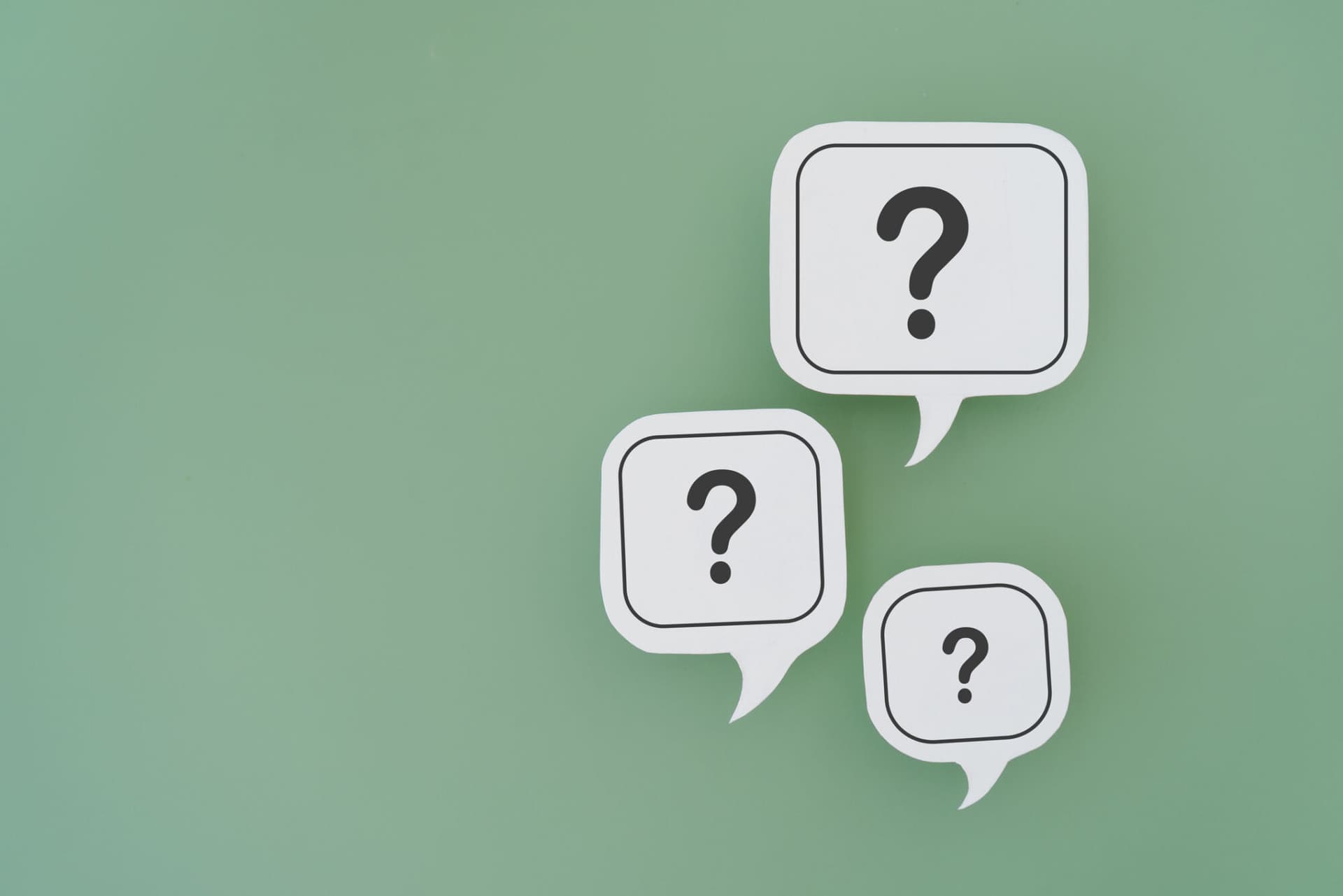 An illustration of icons with question marks.
