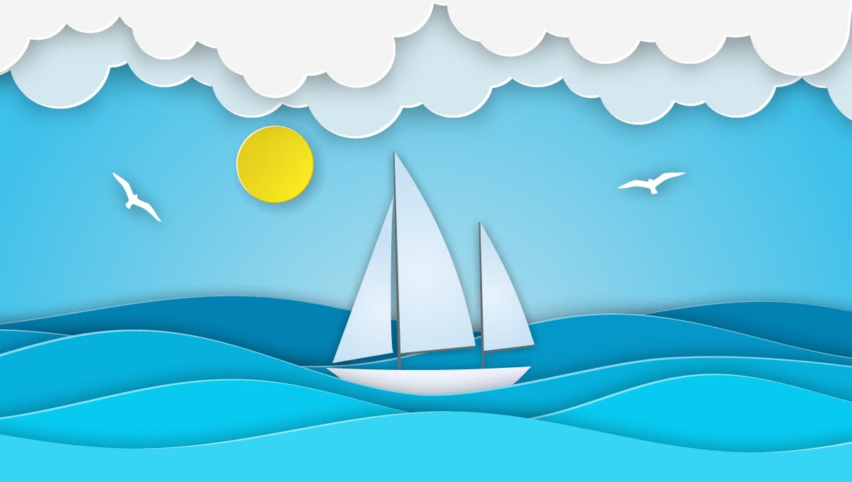 Illustration of a sailboat on the sea