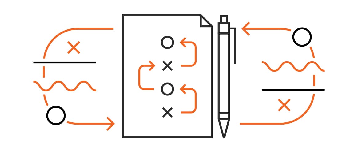 An illustration of a pen and notepad