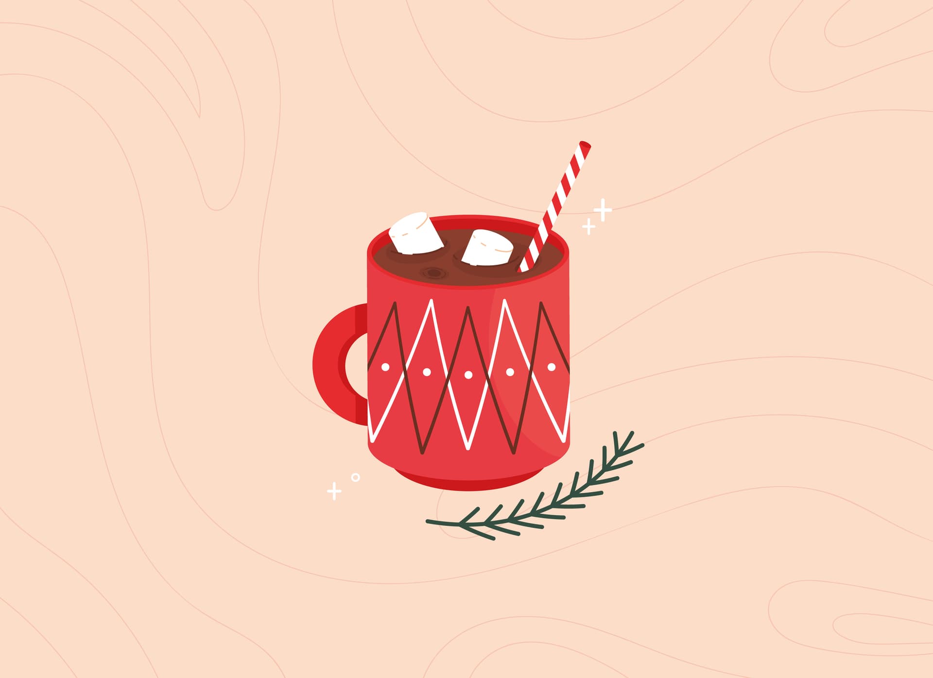cartoon of Christmas-themed hot chocolate