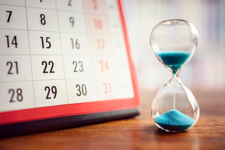 calendar with sand timer