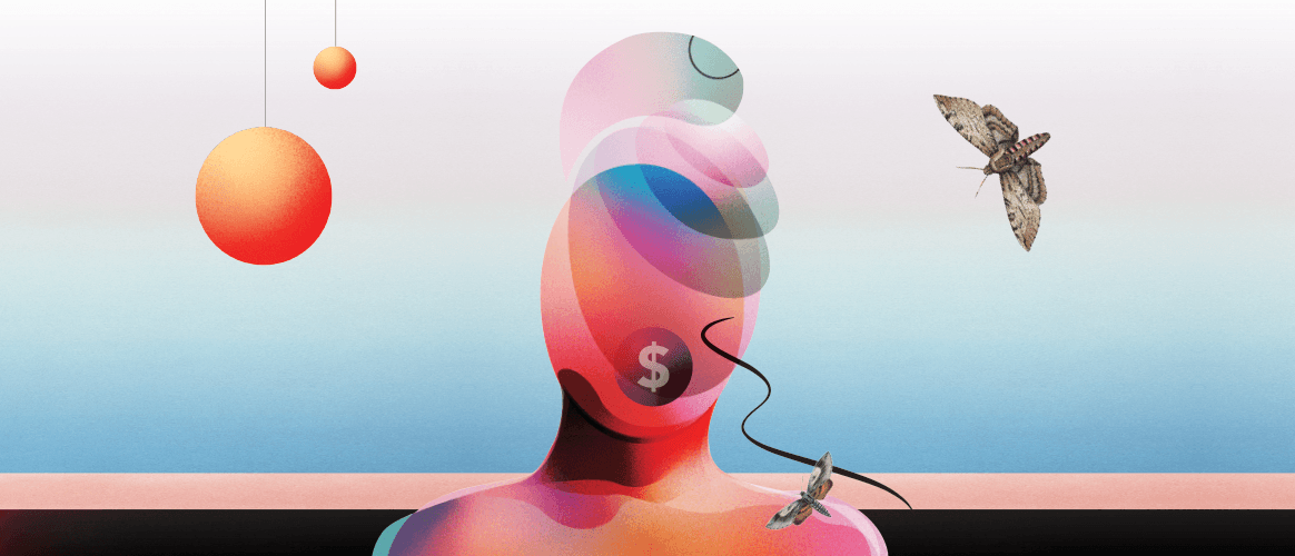 Abstract head with dollar sign