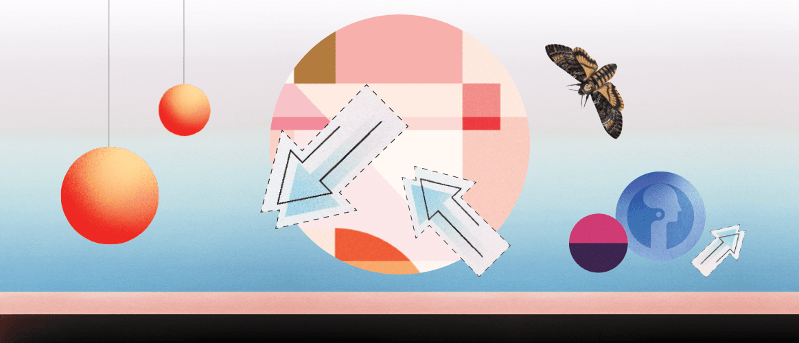 Arrows and spheres abstract illustration